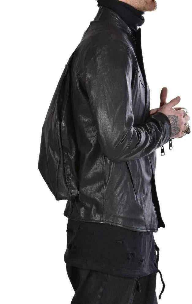 3B DEDA19 100% Vegetable-Tanned Leather Jacket – Black