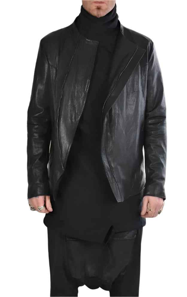 3B DEDA19 100% Vegetable-Tanned Leather Jacket – Black