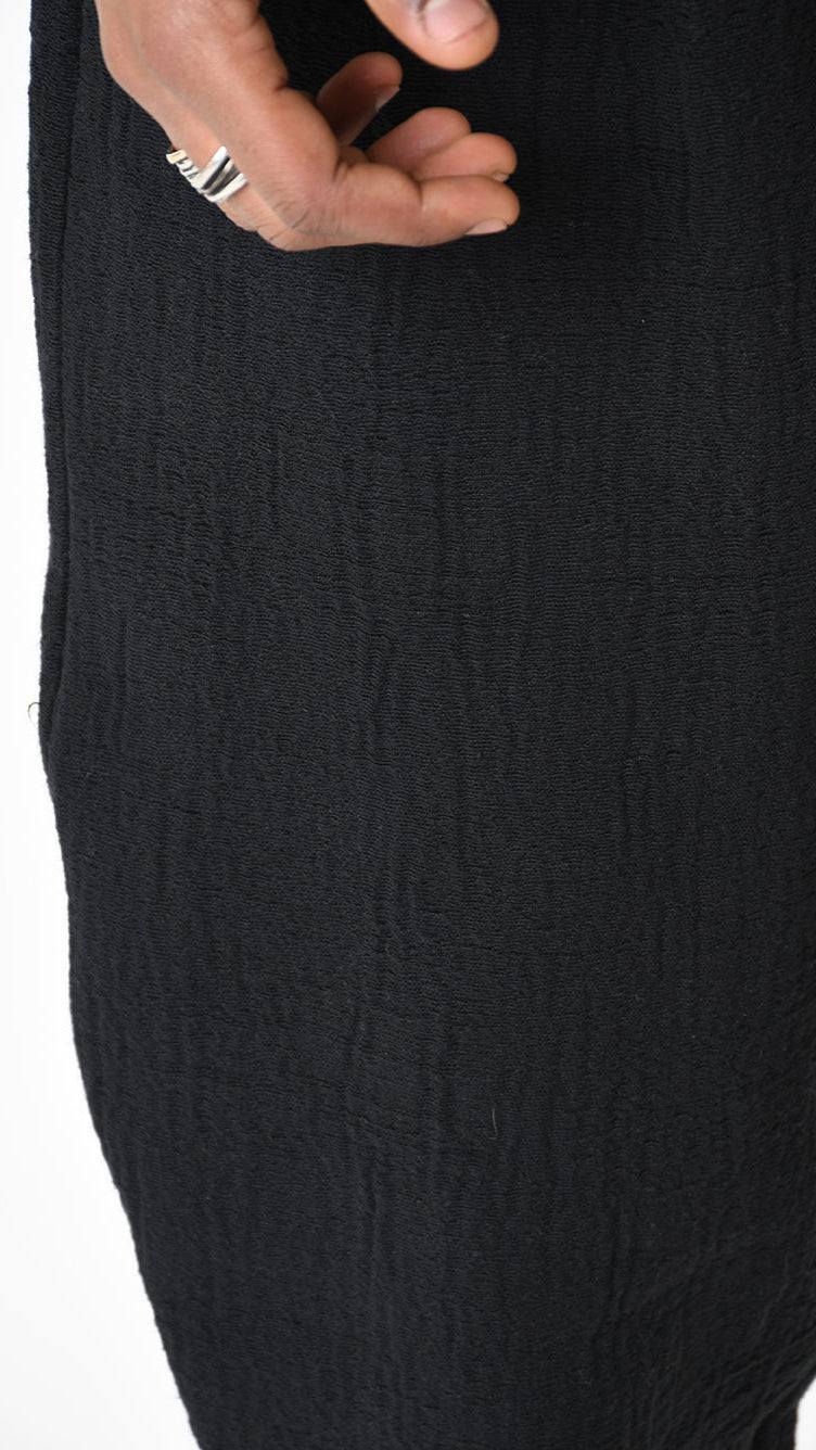 A33B LM18025 PANTALONE Cargo Over Cotone Operato 530gr. Nero