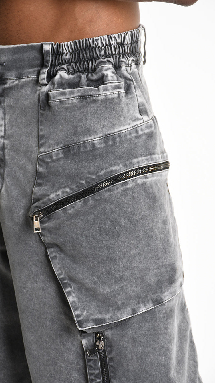 A33B M103525 SHORT Regular Cotton Stretch Marmorized Grey