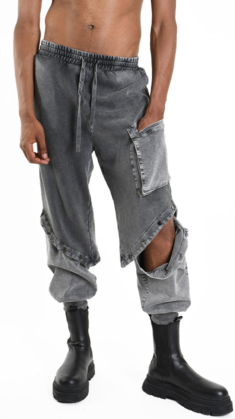 A33B M104325 TROUSER Cargo Fleece & Cotton Stretch Marmorized UNISEX U Grey