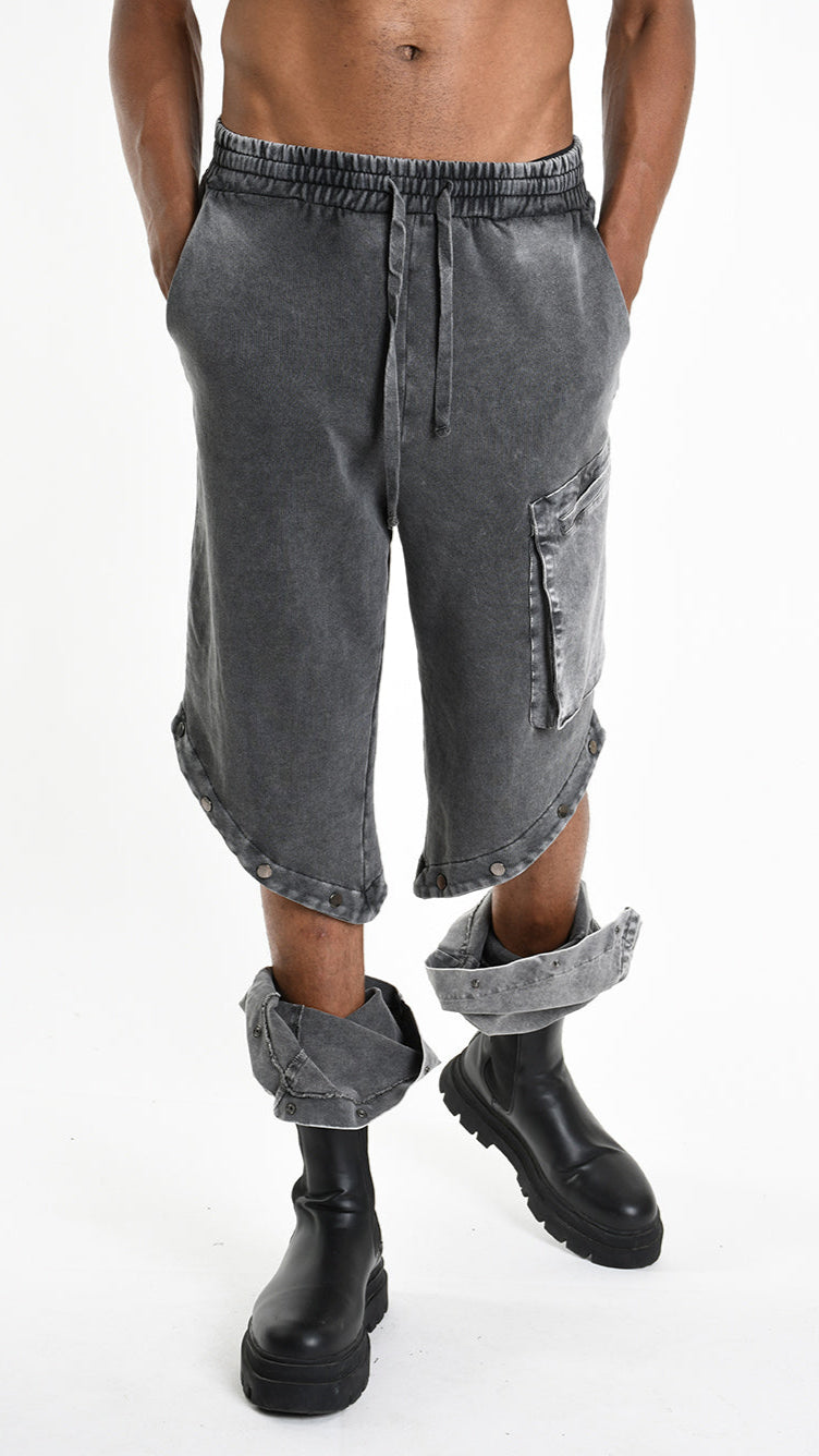 A33B M104325 TROUSER Cargo Fleece & Cotton Stretch Marmorized UNISEX U Grey