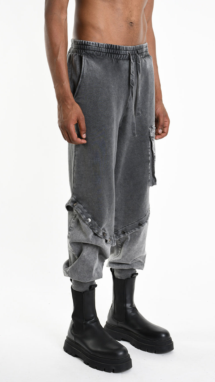 A33B M104325 TROUSER Cargo Fleece & Cotton Stretch Marmorized UNISEX U Grey