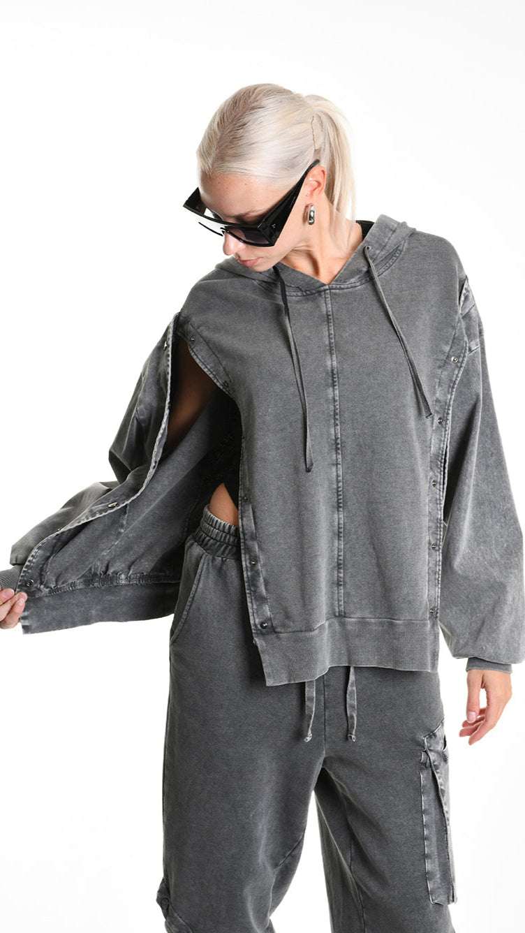 A33B M104525 FLEECE Comfort Cotton Stretch Marmorized UNISEX U Grey