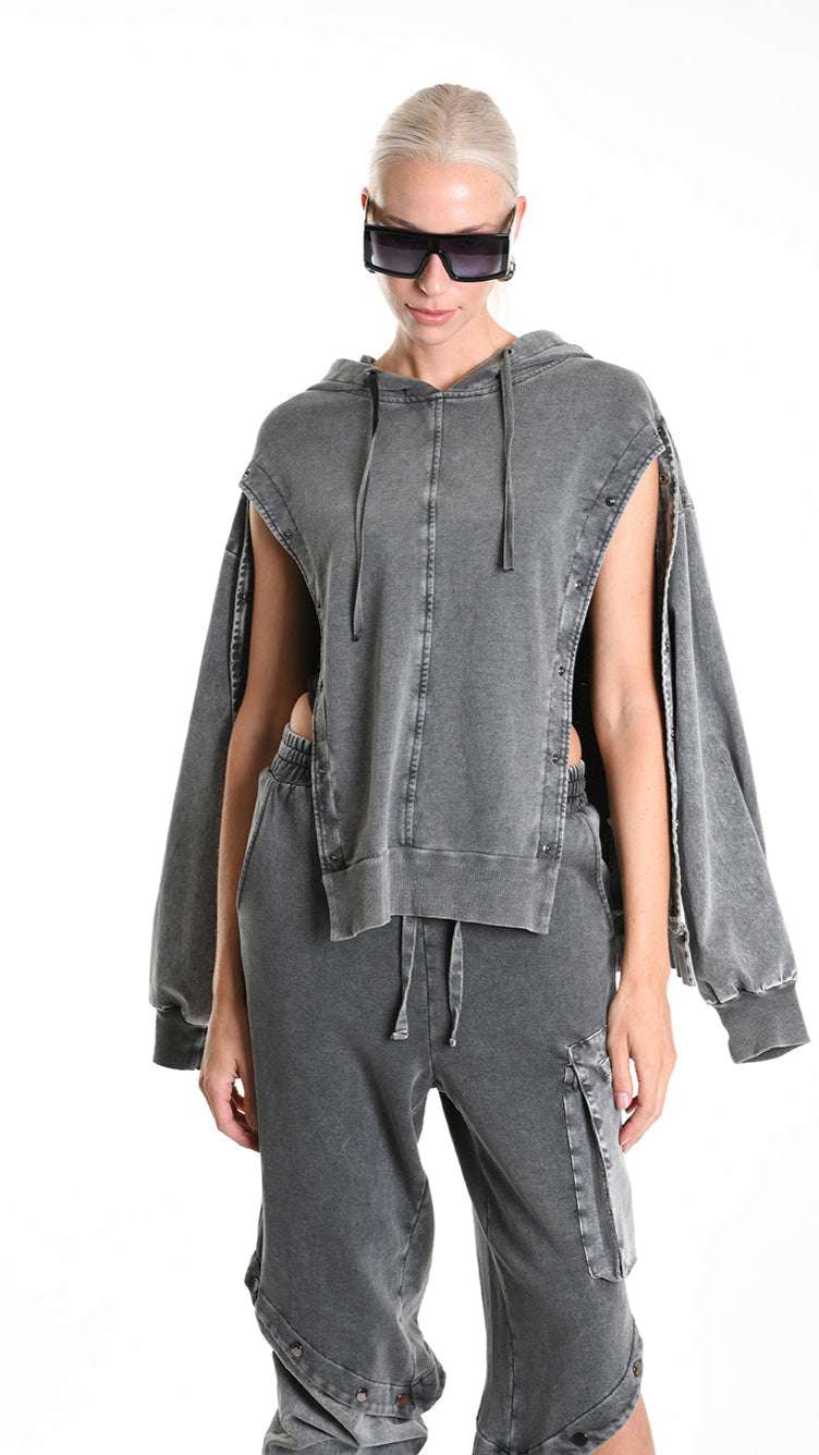 A33B M104525 FLEECE Comfort Cotton Stretch Marmorized UNISEX U Grey