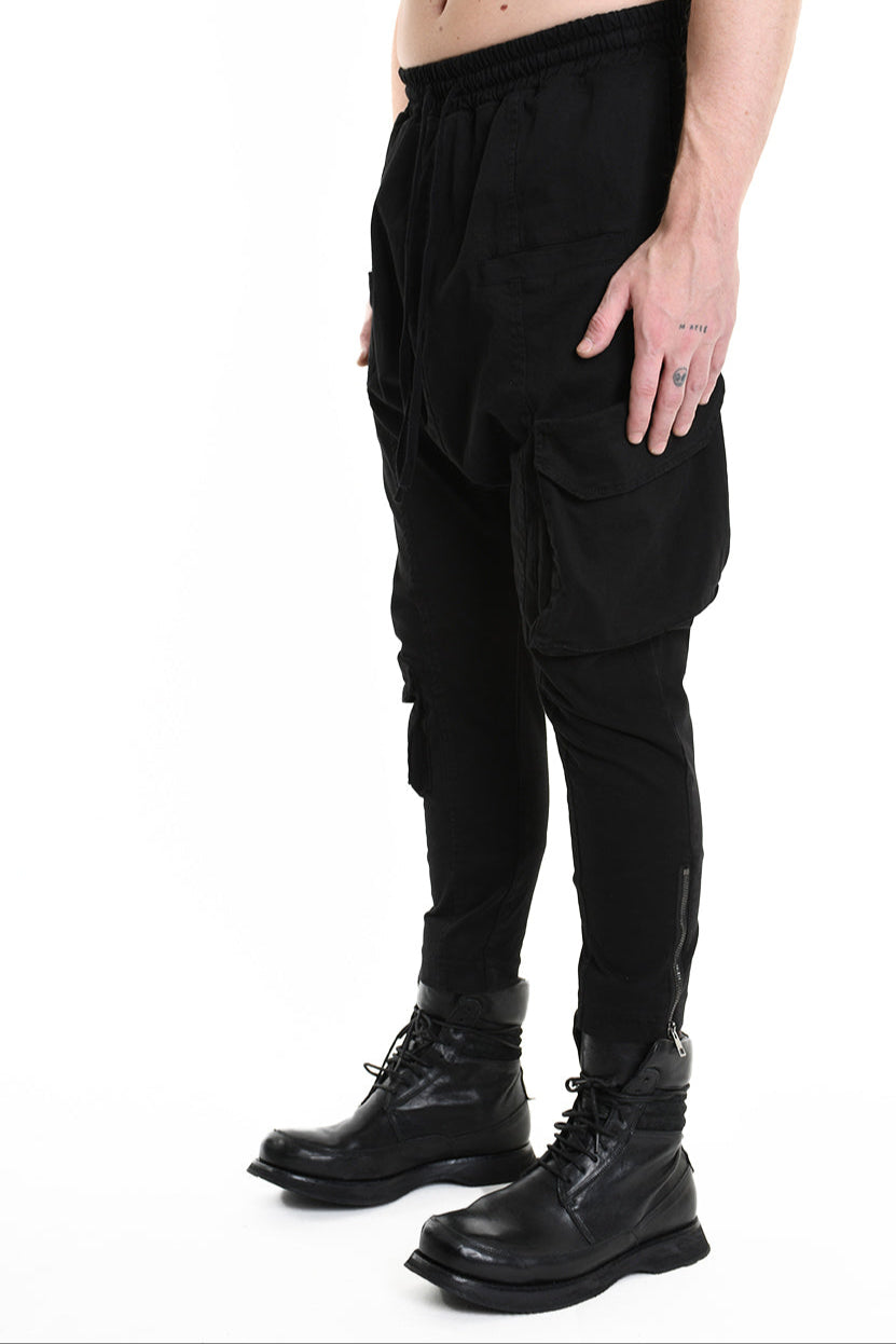 3B M1101 TROUSER Regular Gabardine Cotton Stretch Black MAN LA HAINE INSIDE US