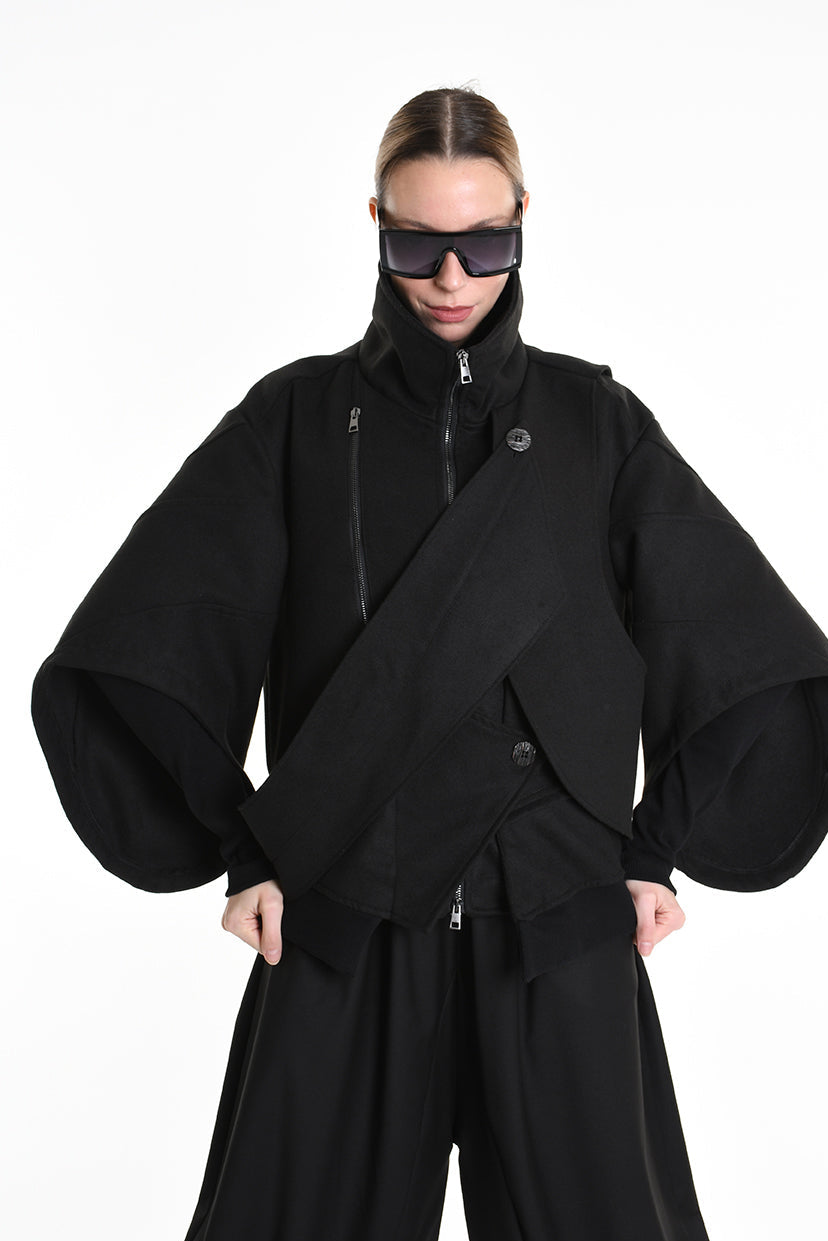 3B M1115 SPORT JACKET Over Cloth UNISEX D Black LA HAINE INSIDE US