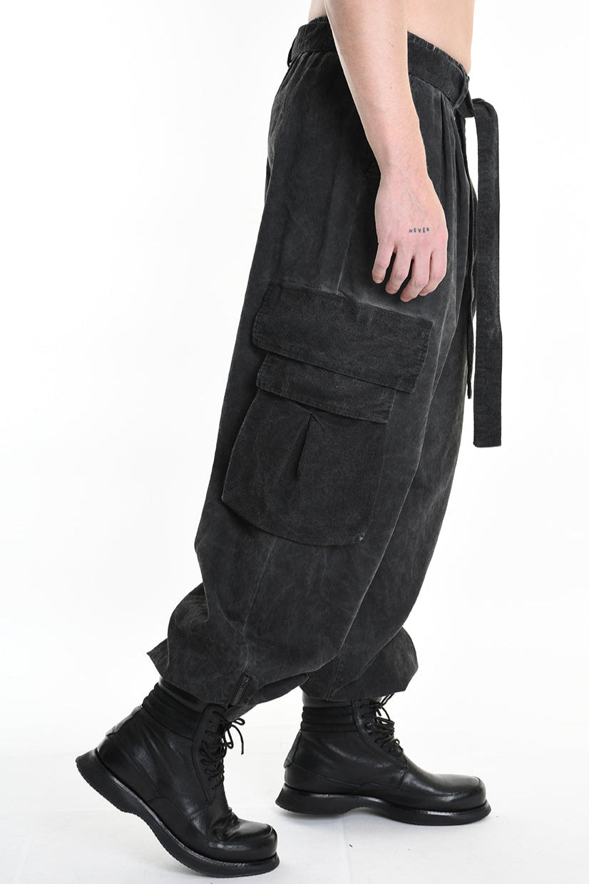 3B M1117 TROUSER Over Cotton Stretch & Velvet Dyed Cold Black LA HAINE INSIDE US