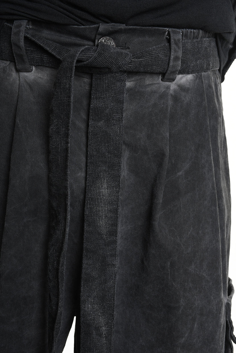 3B M1117 TROUSER Over Cotton Stretch & Velvet Dyed Cold Black LA HAINE INSIDE US