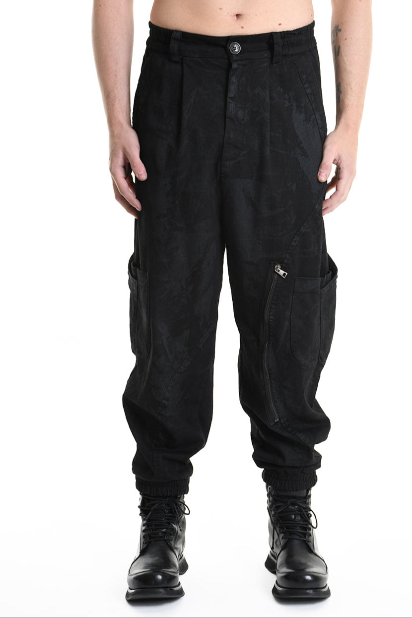 3B M1121 TROUSER Over Bull Stretch Coated Black MAN LA HAINE INSIDE US