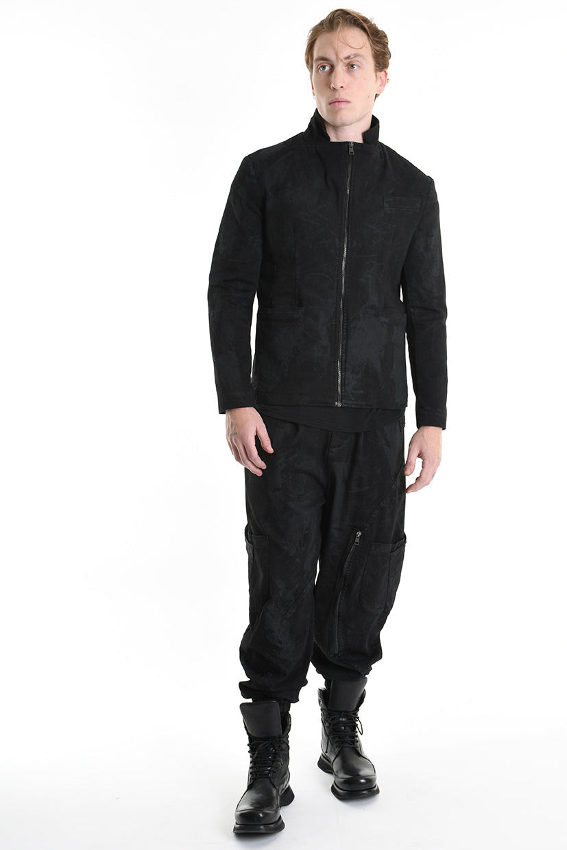 3B M1121 TROUSER Over Bull Stretch Coated Black MAN LA HAINE INSIDE US