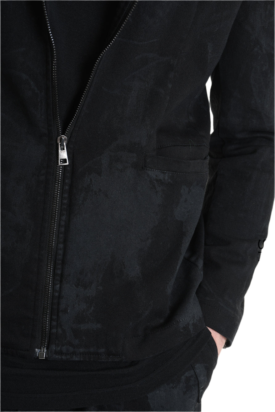 3B M1125 BLAZER Regular Fit in Laminated Stretch Bull Fabric, Black. LA HAINE INSIDE US