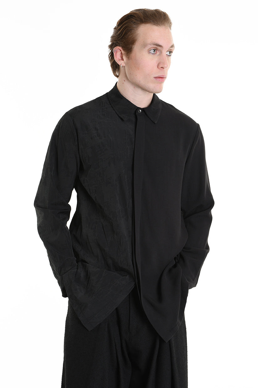 3B M1128 SHIRT Regular Long Viscose & Nylon Jacquard Black LA HAINE INSIDE US