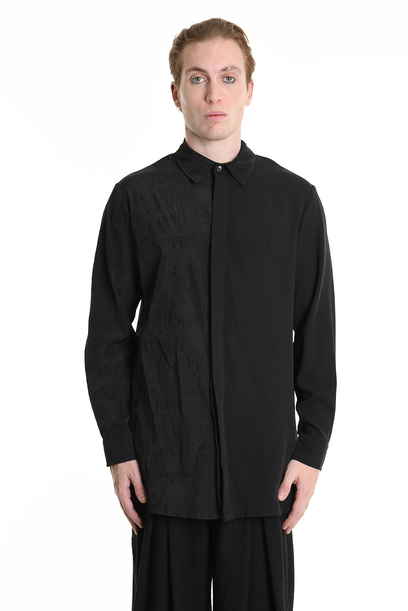 3B M1128 SHIRT Regular Long Viscose & Nylon Jacquard Black LA HAINE INSIDE US
