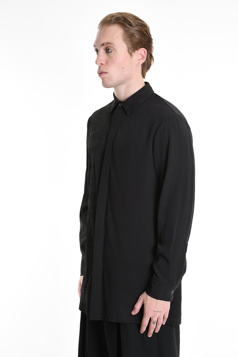 3B M1128 SHIRT Regular Long Viscose & Nylon Jacquard Black LA HAINE INSIDE US