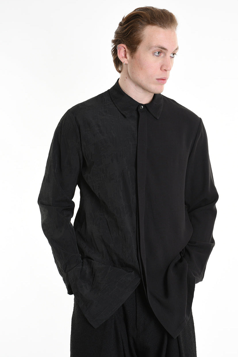 3B M1128 SHIRT Regular Long Viscose & Nylon Jacquard Black LA HAINE INSIDE US