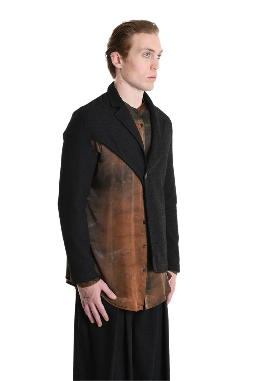 3B M1134 BLAZER Regular Fit, Asymmetrical, in Bouclé, Black. LA HAINE INSIDE US