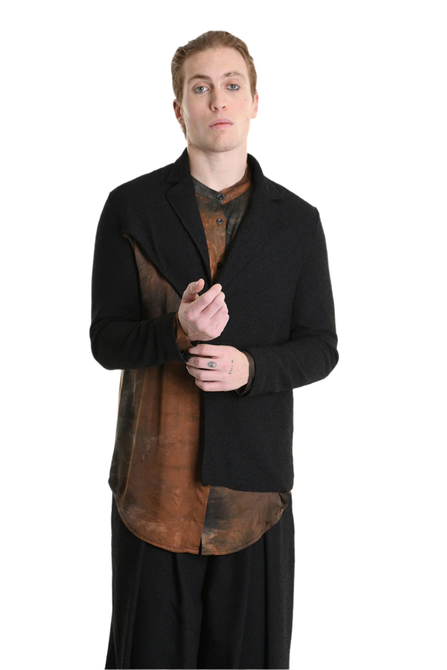 3B M1134 BLAZER Regular Fit, Asymmetrical, in Bouclé, Black. LA HAINE INSIDE US