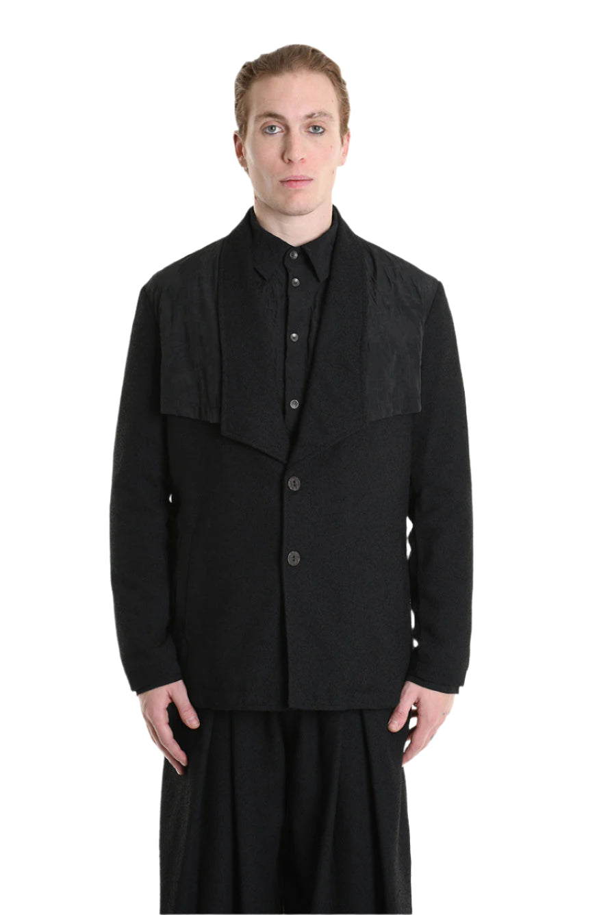 3B M1136 JACKET Comfort Fit in Bouclé & Jacquard Nylon, Black. LA HAINE INSIDE US