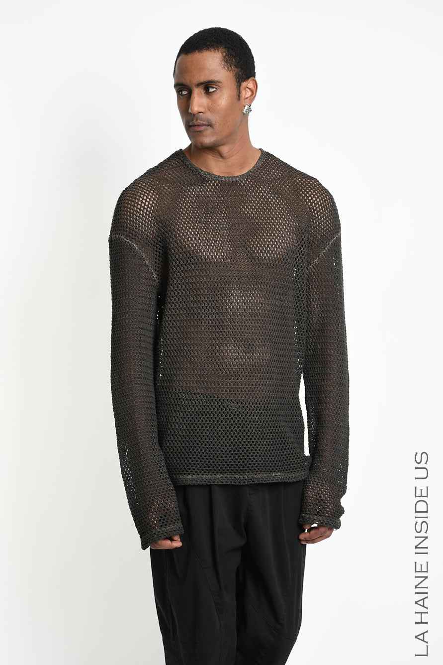 3B M1321 SWEATER Oversize Net Dyed Cold Mud