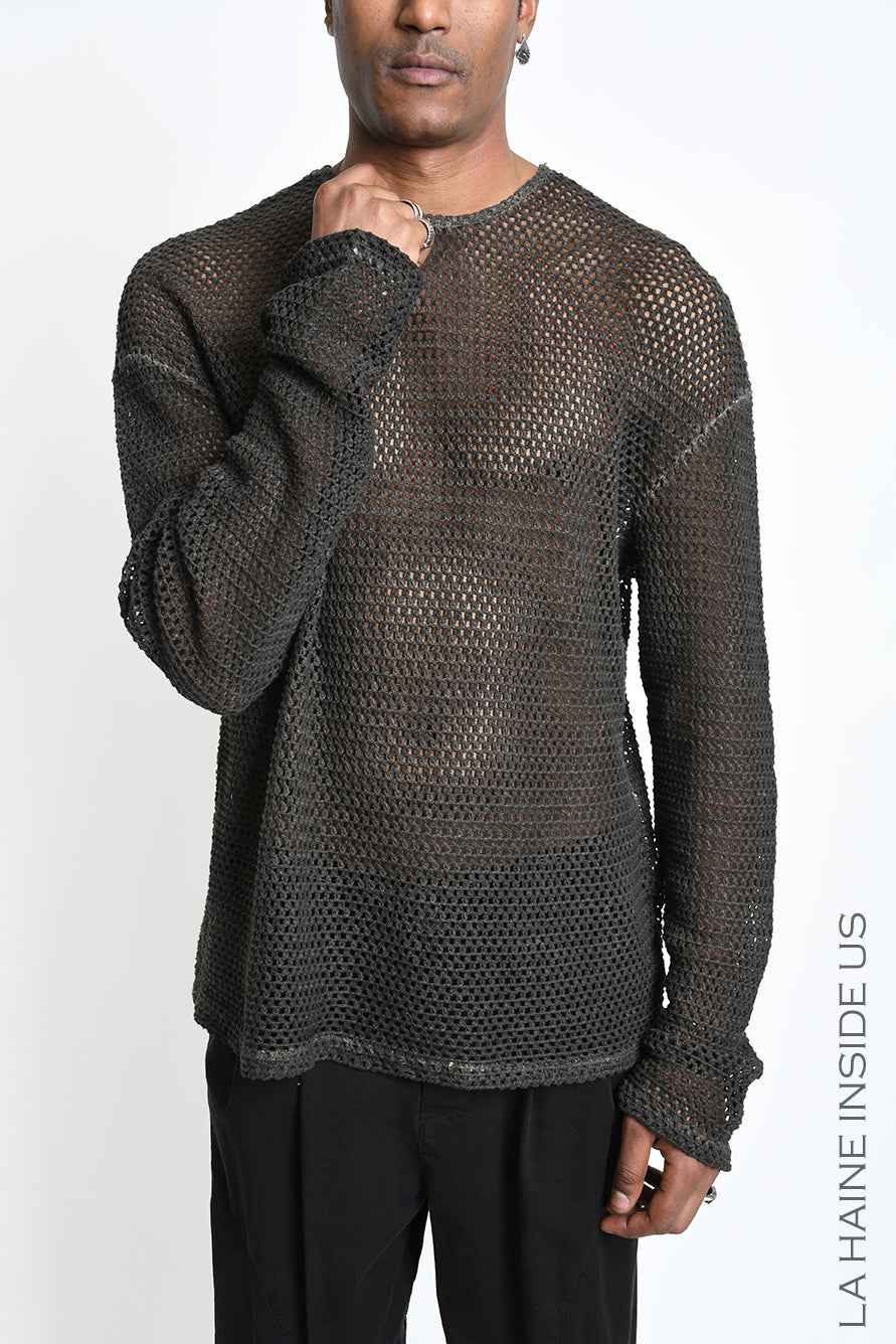 3B M1321 SWEATER Oversize Net Dyed Cold Mud