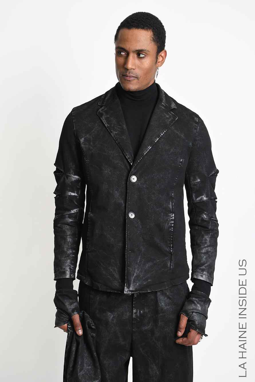 3B M1328 JACKET Blazer Regular Cotton Coated Black