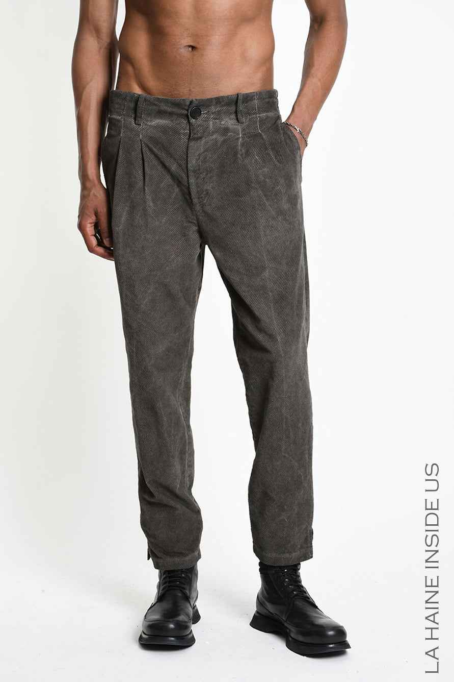 3B M1331 TROUSERS Regular-fit Cold-Dyed Velvet Mud