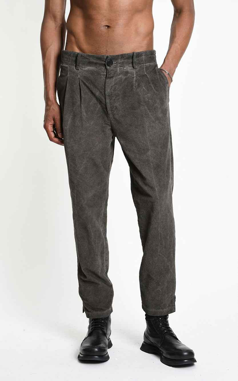 3B M1331 TROUSERS Regular-fit Cold-Dyed Velvet Mud