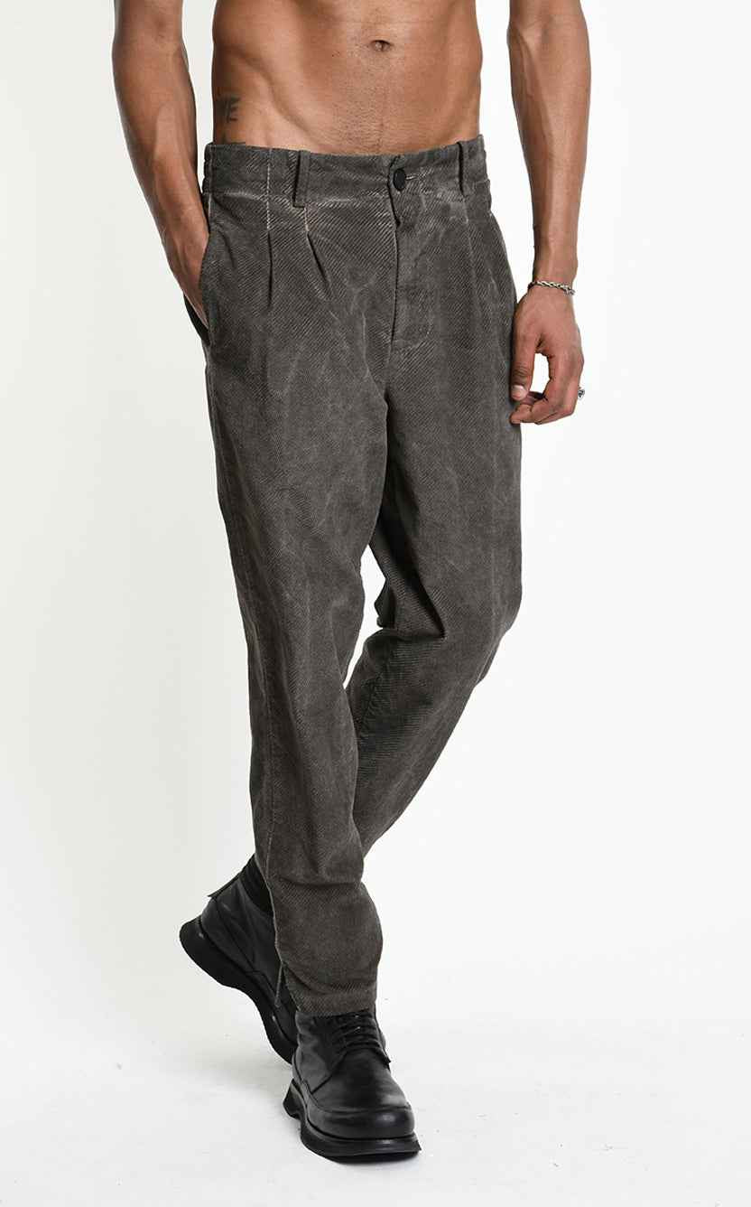 3B M1331 TROUSERS Regular-fit Cold-Dyed Velvet Mud
