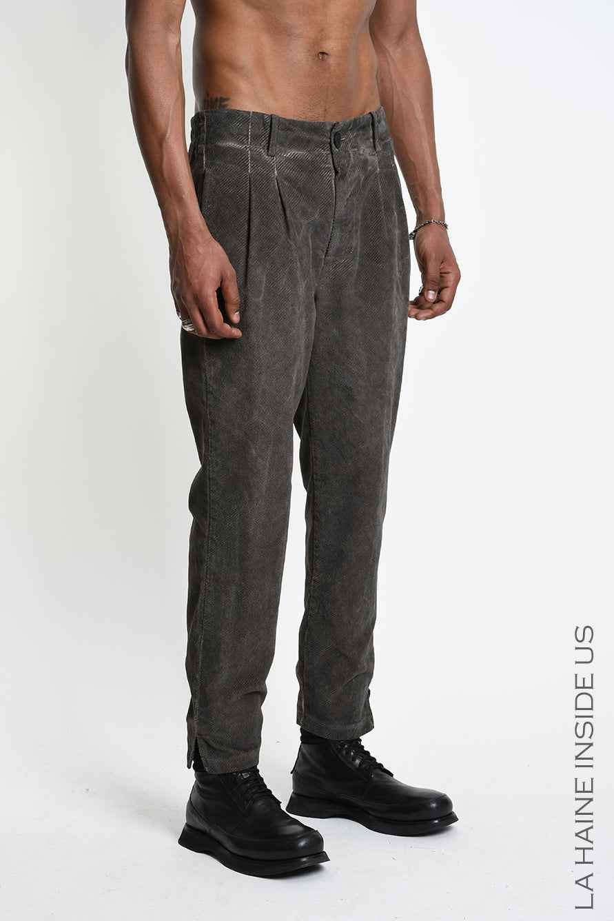 3B M1331 TROUSERS Regular-fit Cold-Dyed Velvet Mud