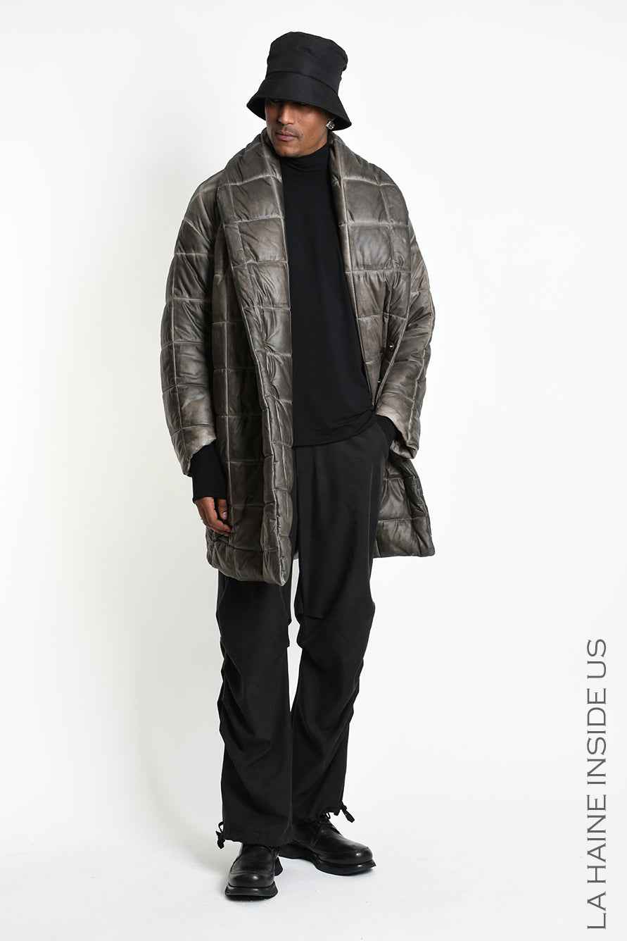 3- M1290 DOWN JACKET Oversized in Cold-Dyed Nylon Mud