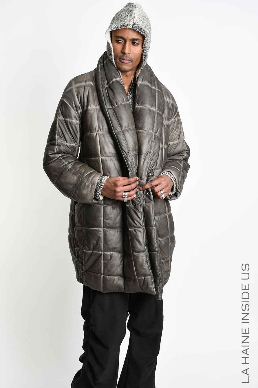3- M1290 DOWN JACKET Oversized in Cold-Dyed Nylon Mud