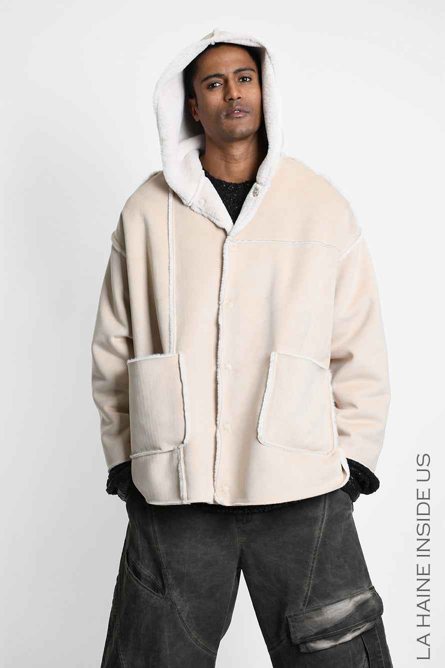 3- M1292 SPORT JACKET Over Double-Face Eco-Shearling Ecru
