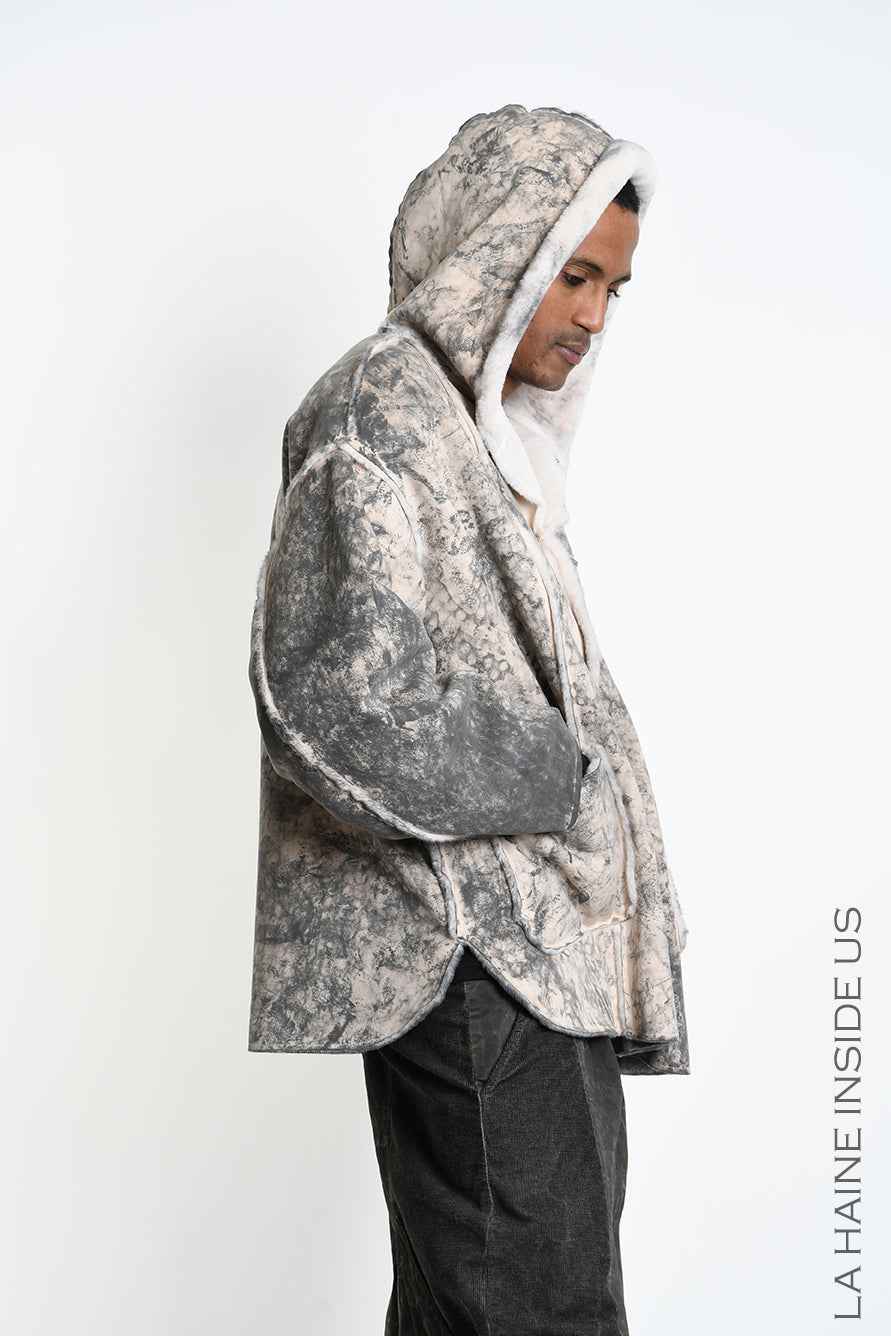 3- M1293 SPORT JACKET Over Marbled Double-Face Eco-Shearling Grey