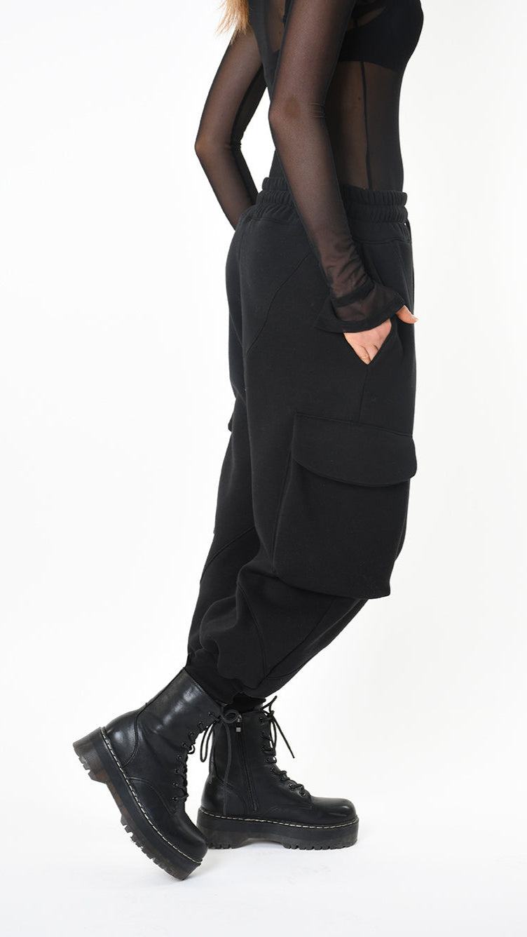 A33M LM20225 TROUSER Cargo Fleece Gauze 480gr. UNISEX D Black