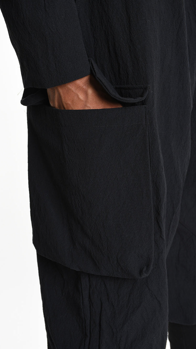 A33M M101525 TROUSER Baggy Cotton Jacquard UNISEX U Black