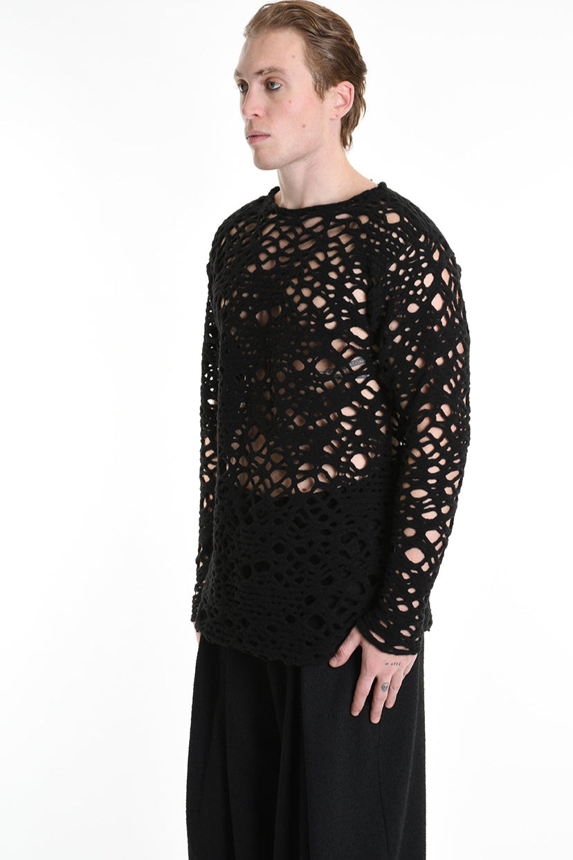 3M M1159 OPENWORK WOOL-BLEND SWEATER 430g UNISEX U Black LA HAINE INSIDE US