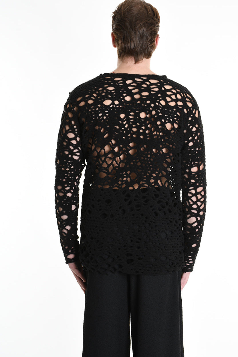 3M M1159 OPENWORK WOOL-BLEND SWEATER 430g UNISEX U Black LA HAINE INSIDE US