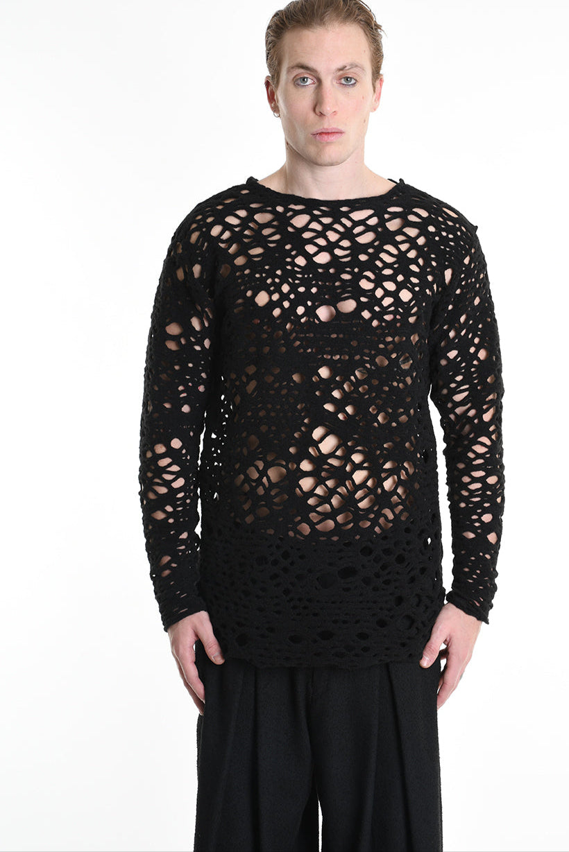 3M M1159 OPENWORK WOOL-BLEND SWEATER 430g UNISEX U Black LA HAINE INSIDE US