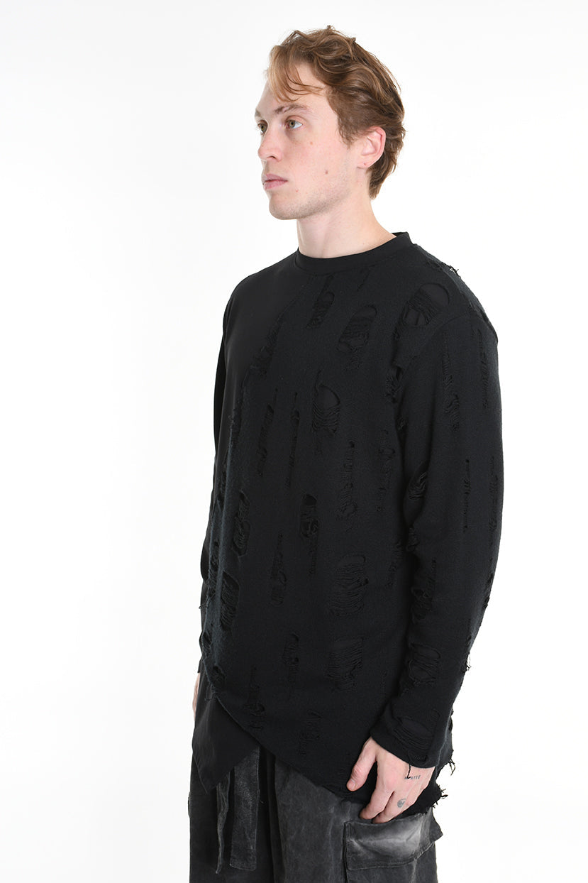 3M M1161 SWEATER Comfort Long Jersey & Patch Wool Blend 300gr Black LA HAINE INSIDE US