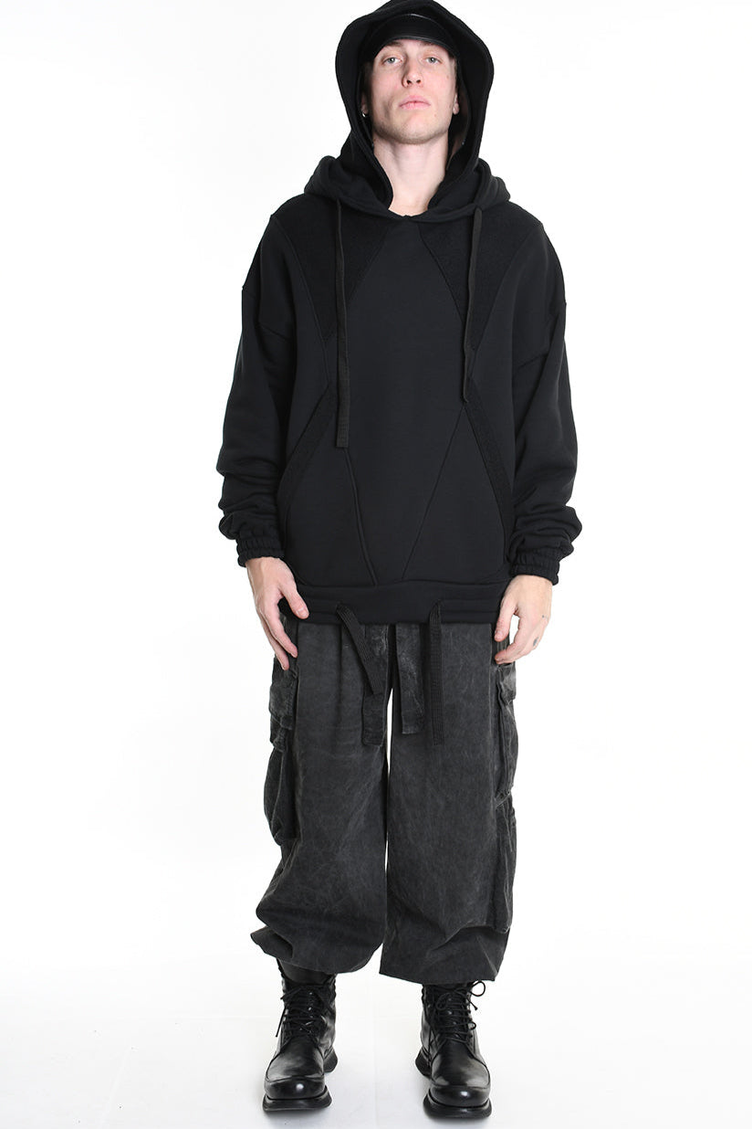 3M M1163 OVERSIZE SWEATSHIRT 480gsm Cotton with Inside-Out Inserts Black LA HAINE INSIDE US