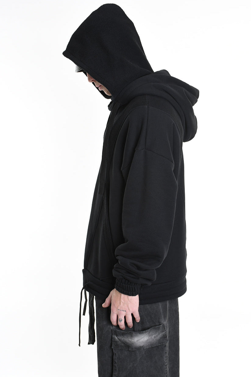 3M M1163 OVERSIZE SWEATSHIRT 480gsm Cotton with Inside-Out Inserts Black LA HAINE INSIDE US