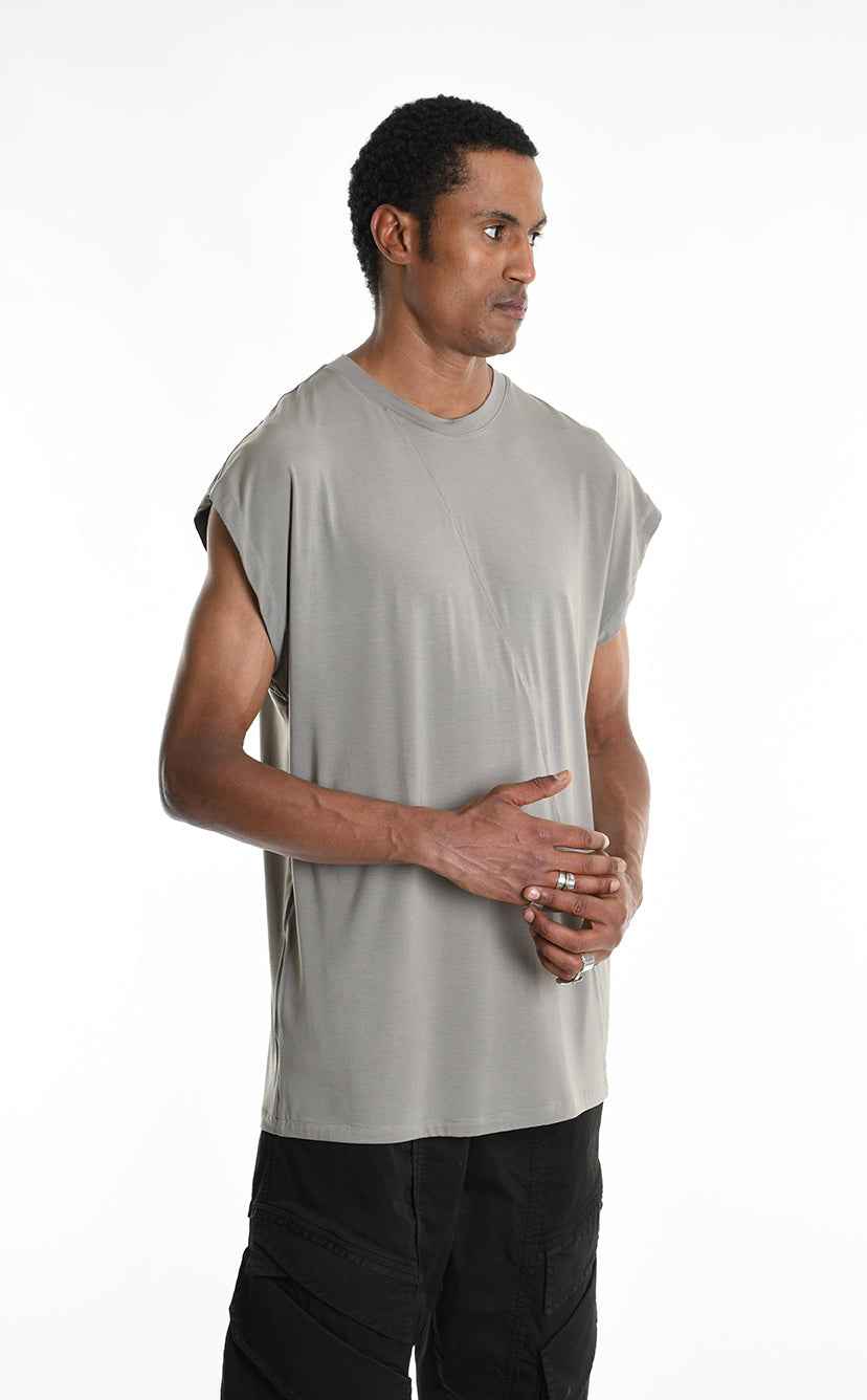 3M M1242 Tank Top - Mud Regular Bamboo Front Cut Detail Italian Men's