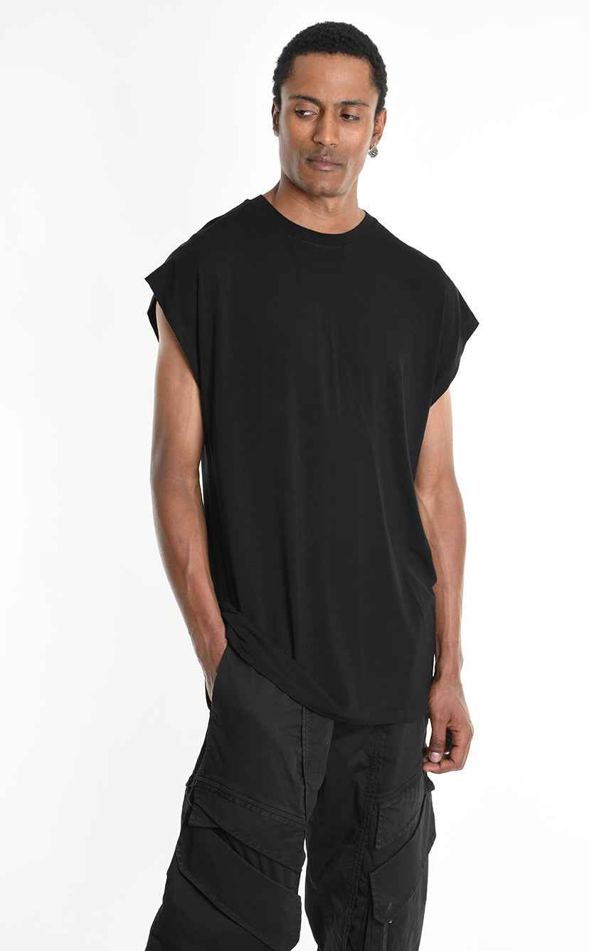 3M M1242 Tank Top - Black Bamboo Regular Front Cut Italian Men's