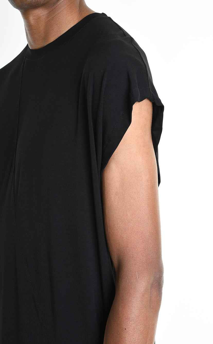 3M M1242 Tank Top - Black Regular Bamboo 96% Front Cut Detail Italian Men's