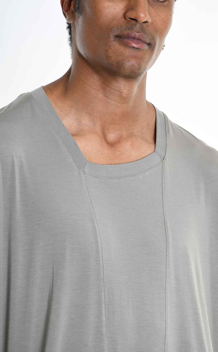 LA HAINE INSIDE US M1243 Tank Top - Mud Bamboo Regular Fit Front Cuts Italian Men's