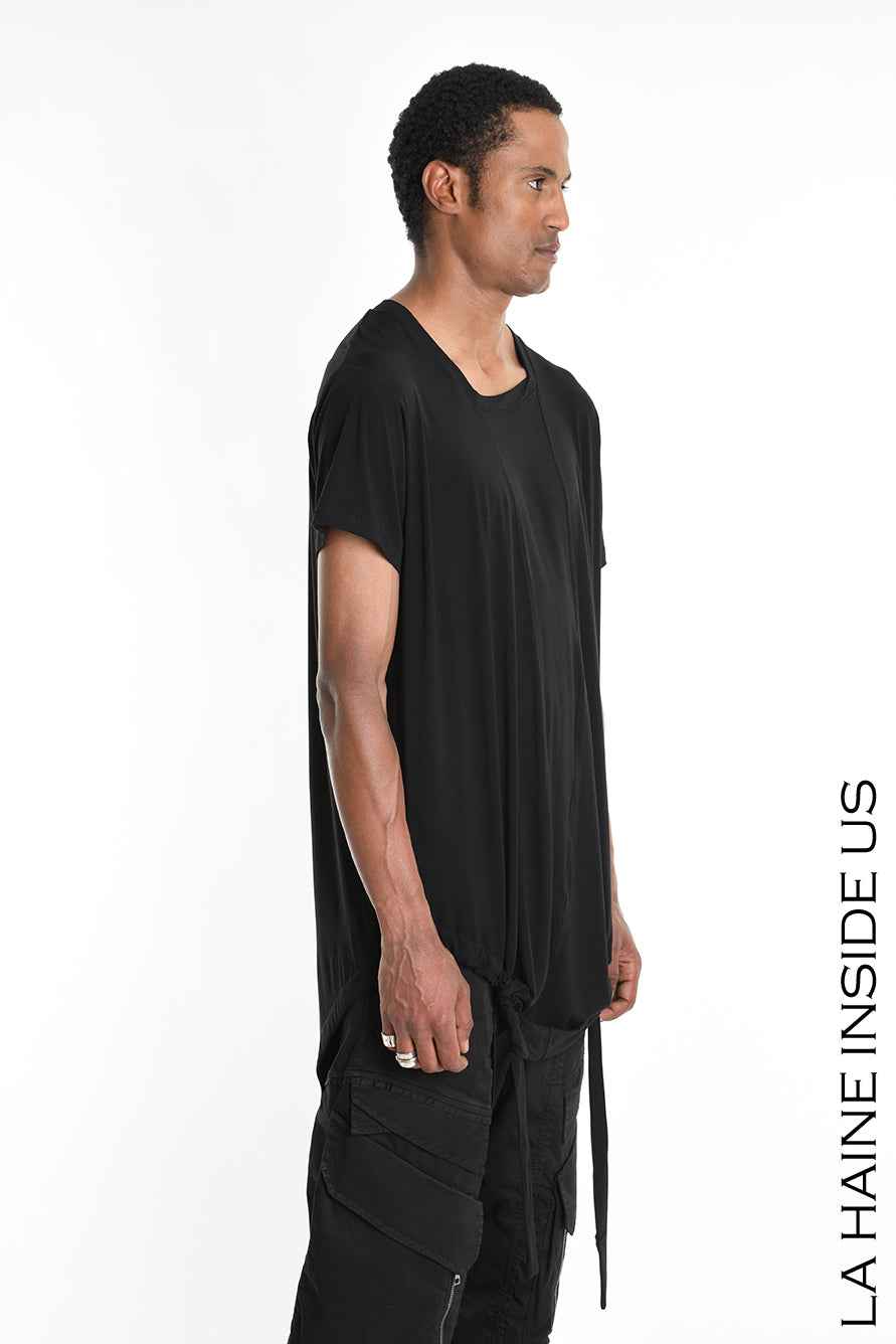 LA HAINE INSIDE US M1243 Tank Top - Black Bamboo Regular Fit Front Cuts Italian Men's