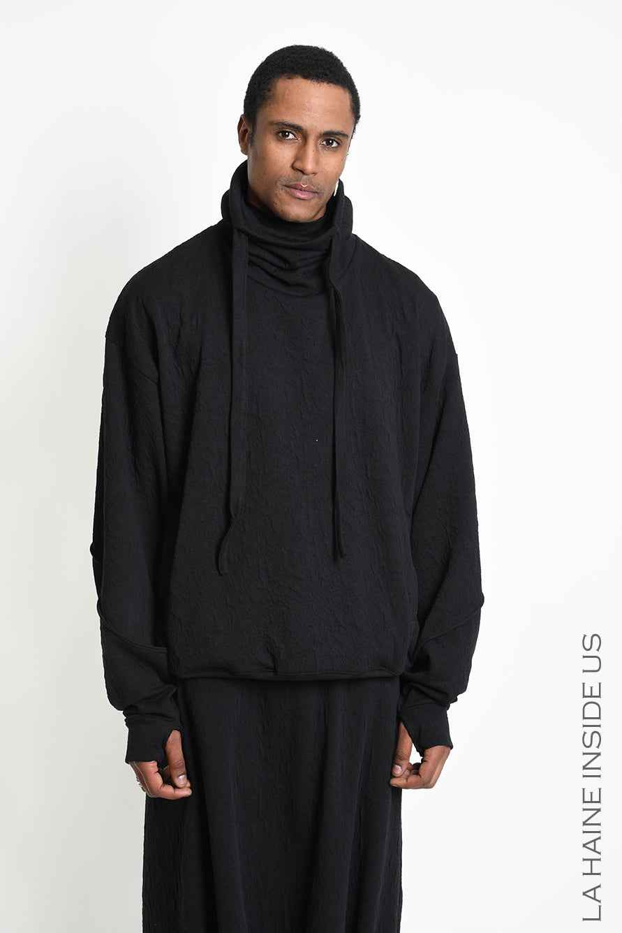 3M M1339 Sweatshirt - Black Oversized Embossed Stretch Fleece Men's LA HAINE INSIDE US