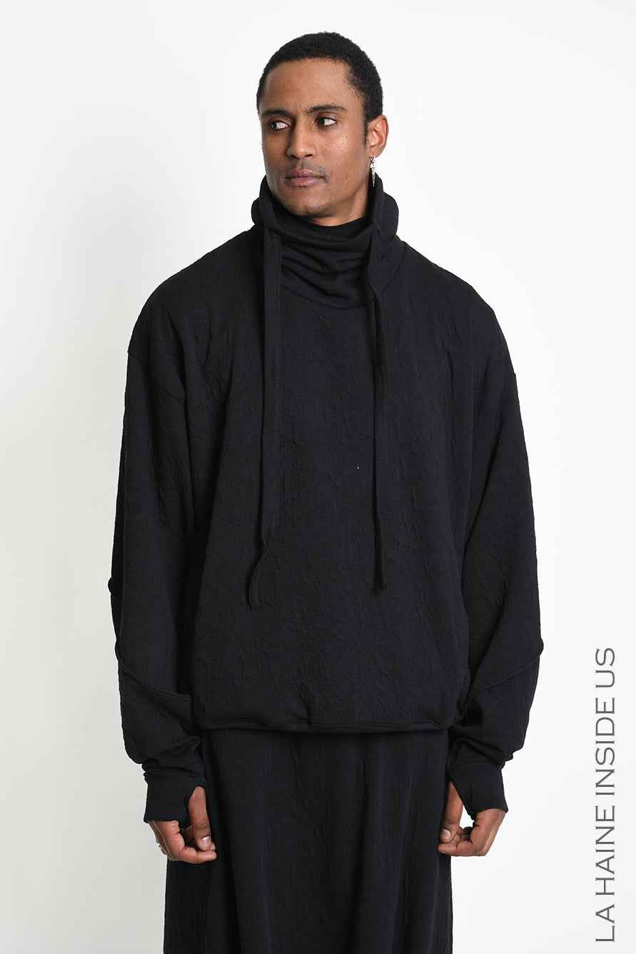 3M M1339 Sweatshirt - Black Oversized Embossed Stretch Fleece Men's LA HAINE INSIDE US