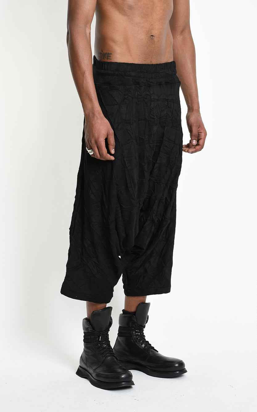 3M M1341 TROUSERS Oversize Low-Crotch Wrinkled Jersey UNISEX M Black